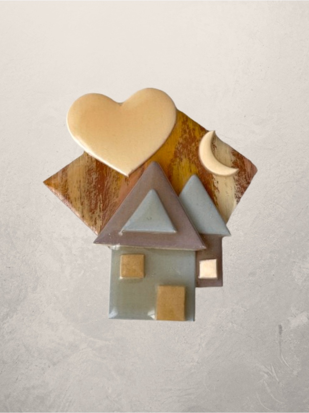 Vintage Lucinda house pin neutrals cozy heart crescent moon cottagecore